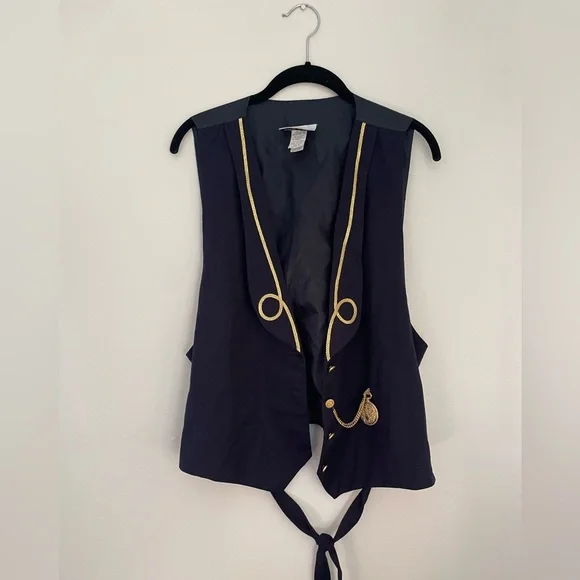 Vintage Plus Size Stephanie Thomas Sport Size 20 Nautical Vest Sailor Rope Charm - Picture 4 of 7